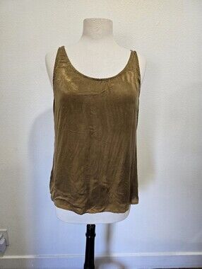 Eileen Fisher Olive Velvet Scoop Neck Tank 100% Crupo